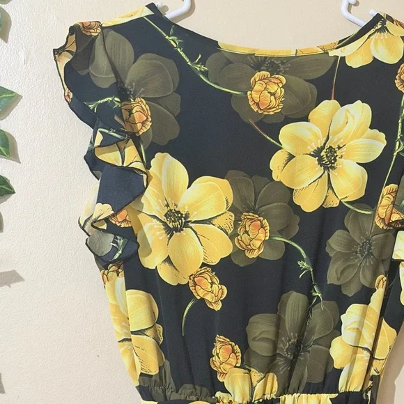 SHEIN Black and Yellow Floral Maxi Dress - Picture 6 of 7